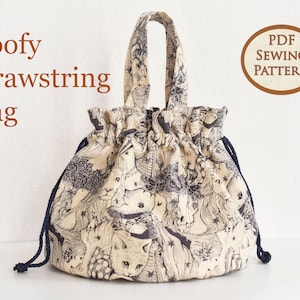 Easy Beginner Drawstring Bag Pattern Drawstring Pouch PDF Sewing Pattern Bag Sewing Pattern Poofy Drawstring Bag image 1