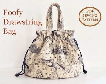 Easy Beginner Drawstring Bag Pattern | Drawstring Pouch | PDF Sewing Pattern | Bag Sewing Pattern | Poofy Drawstring Bag