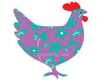 Hen Applique Template | Raw Edge Chicken Pattern (PDF Download)