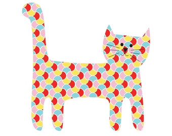 Cute cat applique template | PDF applique pattern | applique template