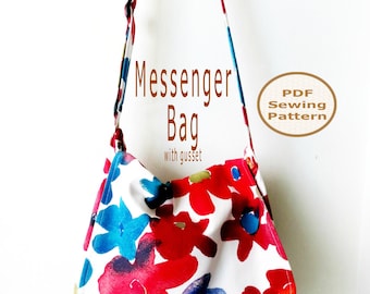 Slouchy Messenger Bag Sewing Pattern | Adjustable Strap, Large  (PDF Pattern)