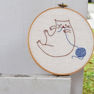 Fat Cats embroidery template PDF embroidery pattern hand embroidery template image 3