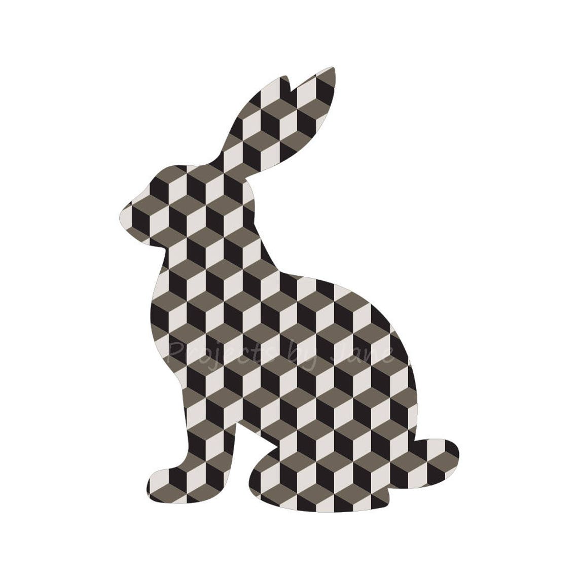 Sitting Rabbit Template Sitting Bunny Rabbit Applique Template | Silhouette | Raw Edge Applique ...