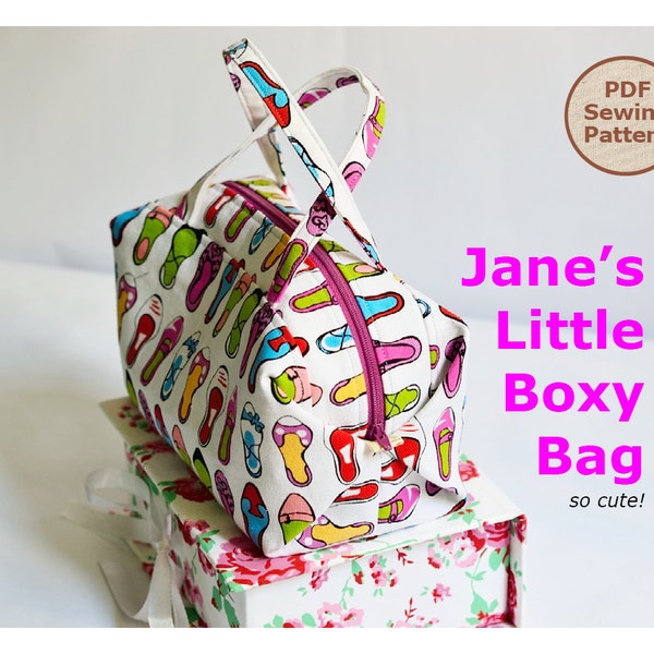 Jane's Little Boxy Bag PDF Easy Sewing Pattern | PDF Sewing Pattern | Boxy Pouch Pattern | Zipper Pouch Pattern | Make up pouch pattern