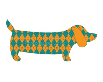 Dachshund Applique Template | Silhouette Dog | Raw Edge Applique Design (PDF Pattern) | Instant Digital Download