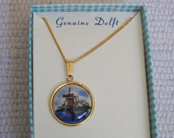 Hoffman Genuine Delft Pendant Necklace..