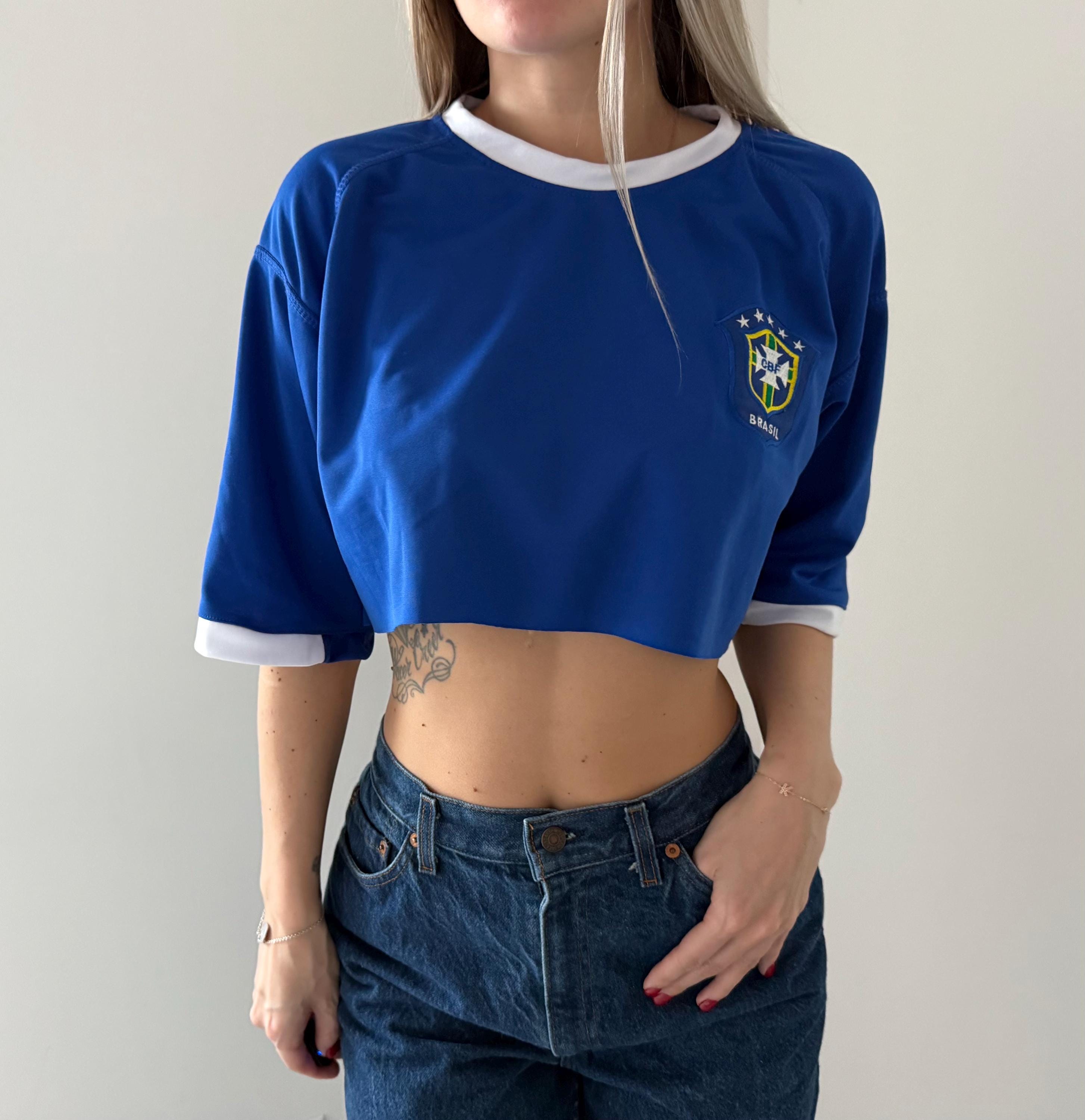 ウェア vintage uni form Brazil y2k Vintage Brazil Soccer Jersey Crop Top – Reworked Football