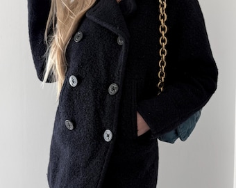 vintage Ralph Lauren Denim & Supply Coat / Caban bleu marine / Manteau oversize en laine