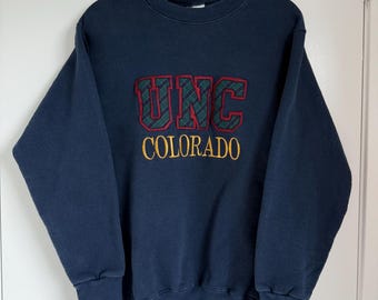 Vintage UNC Colorado Sweatshirt / Tartan Appliqué Letters / The Cotton Exchange / Size M