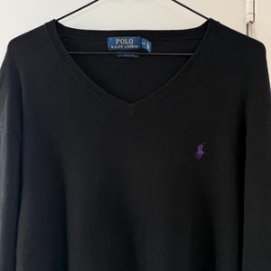 Ralph Lauren classic sweater  / V-neck jumper / black pullover / Polo