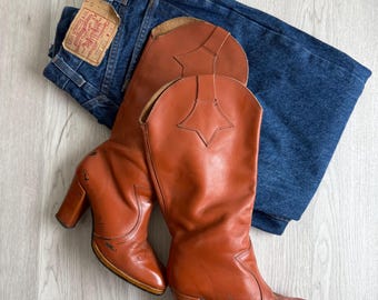 Bottes de Cowboy Étiqueté Botte Mi-Mollet - Vestiaire Western