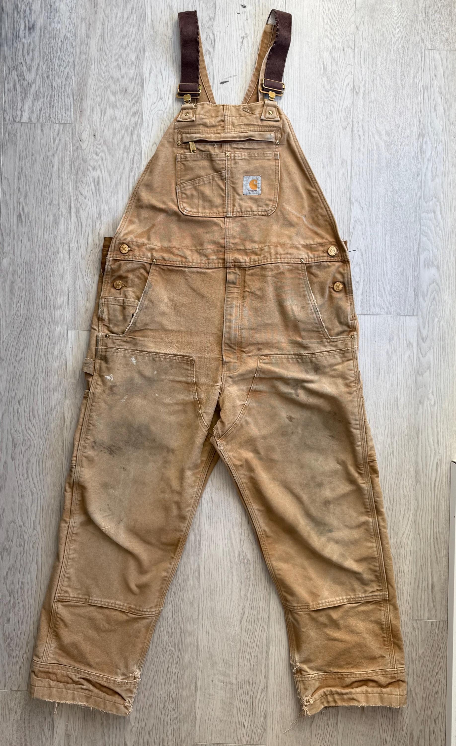 Vintage Carhartt Duck Bib Overalls 38x30 / Distressed Double