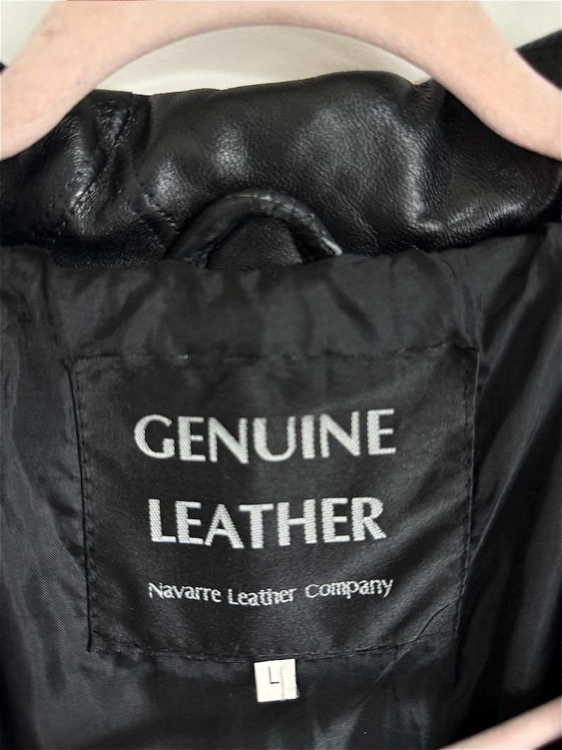 Vintage Black Leather Coat / Genuine Leather Long Coat / Men’s Style Minimalist Classic Oversized Leather Trench Coat / Size L / Fits all image 10