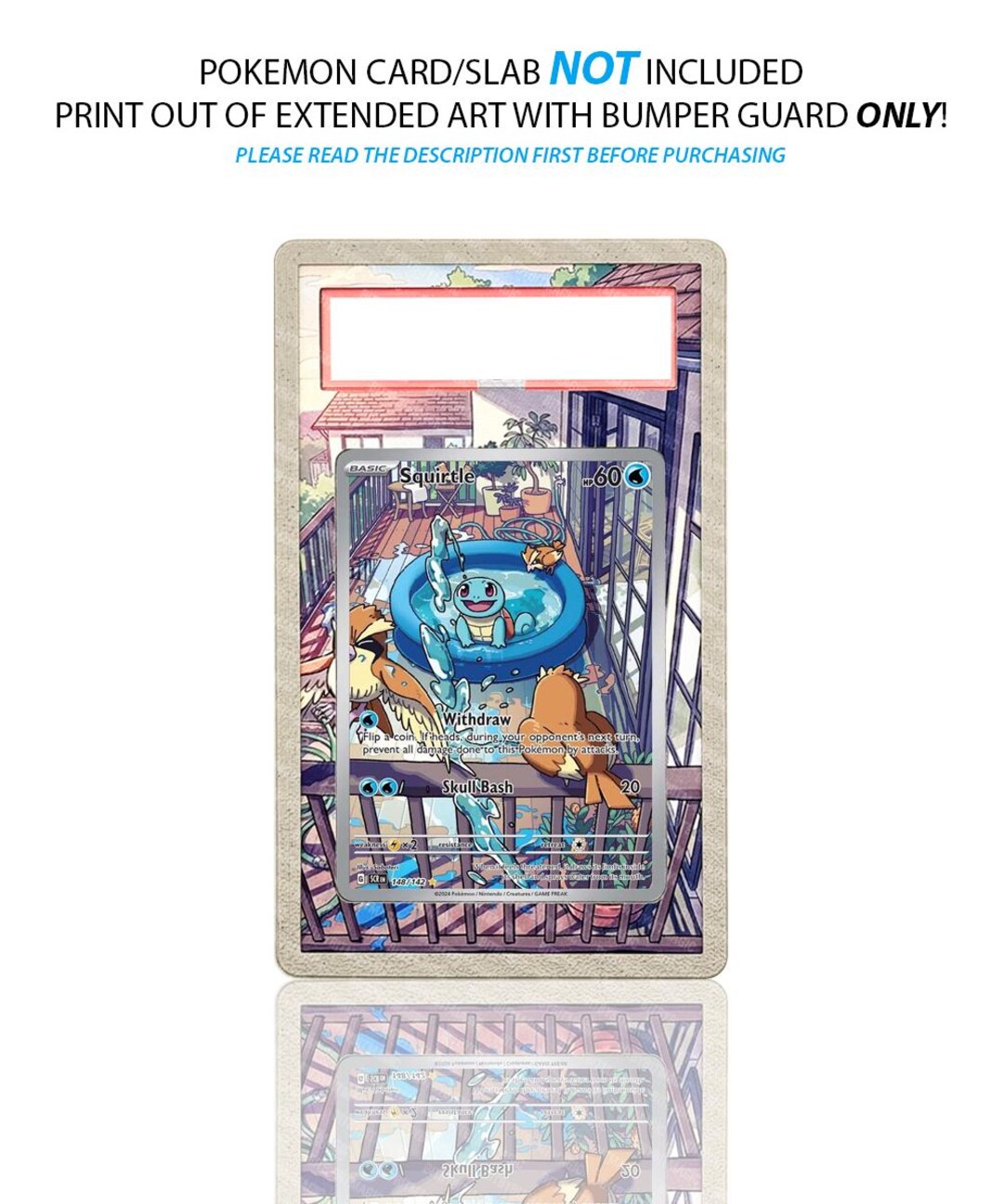 pokemon card extended art Squirtle With Bumper Guard (physical Print) Made of premium acrylic Pokémon Cards Extended Artwork Acrylic
