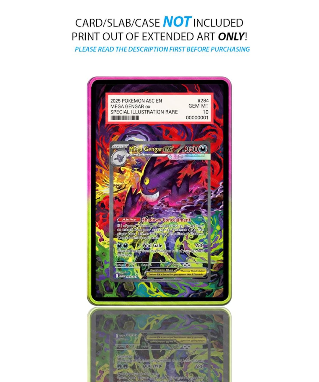 gengar full art pokemon card POKEDERP Limited Textured JWillyGuy proof acrylic case and featuring a striking image of the captivating character Gengar | 151 | TCG