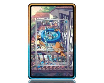 Squirtle Pokemon Card Extended Art with One Touch Insert (Physical Print)