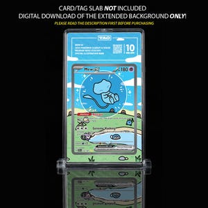 May include: A graded Mew EX Pokémon card from the 2024 Paldean Fates set, featuring a blue Mew illustration. The card is encased in a clear protective holder, with the text "CARD/TAG SLAB NOT INCLUDED" at the top.