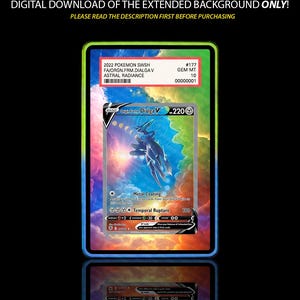 May include: A Pokemon trading card featuring Dialga V, with a holographic design and the text "Temporal Rupture." The card is encased in a protective holder with a green and blue border. Text at the top reads "CARD/SLAB/CASE NOT INCLUDED."