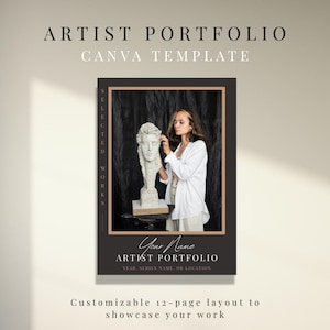 Dark Künstler Portfolio Vorlage für Canva Editable Art Portfolio Lebenslauf für Künstler Canva Portfolio mit Ausstellungen, Referenzen und mehr