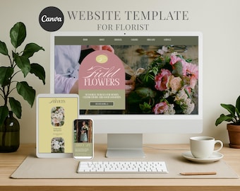 Canva Website Template for Florist and Flower Shop Editable Landing Page No Code Portfolio Website Template Sales Page Mobile Friendly