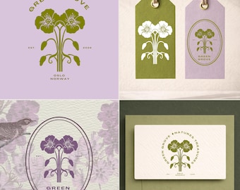 Art Nouveau Logo Kit Canva Template for Small Business | Editable Floral Branding Kit | DIY Logo Design for Creatives