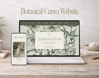 花屋向けCanvaウェブサイトテンプレート、植物をテーマにしたワンページウェブサイトテンプレート、編集可能なフラワーショップウェブサイト、小規模ビジネス向けCanvaウェブサイト