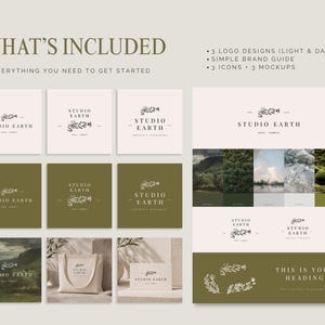 logo starter kit contents overview, canva logo template set with brand guide icons and mockups included
