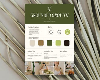 Brand Board Editable One Page Canva Template | A4 Brand Guidelines Sheet | Small Business Branding Kit | Coaching Brand Guide