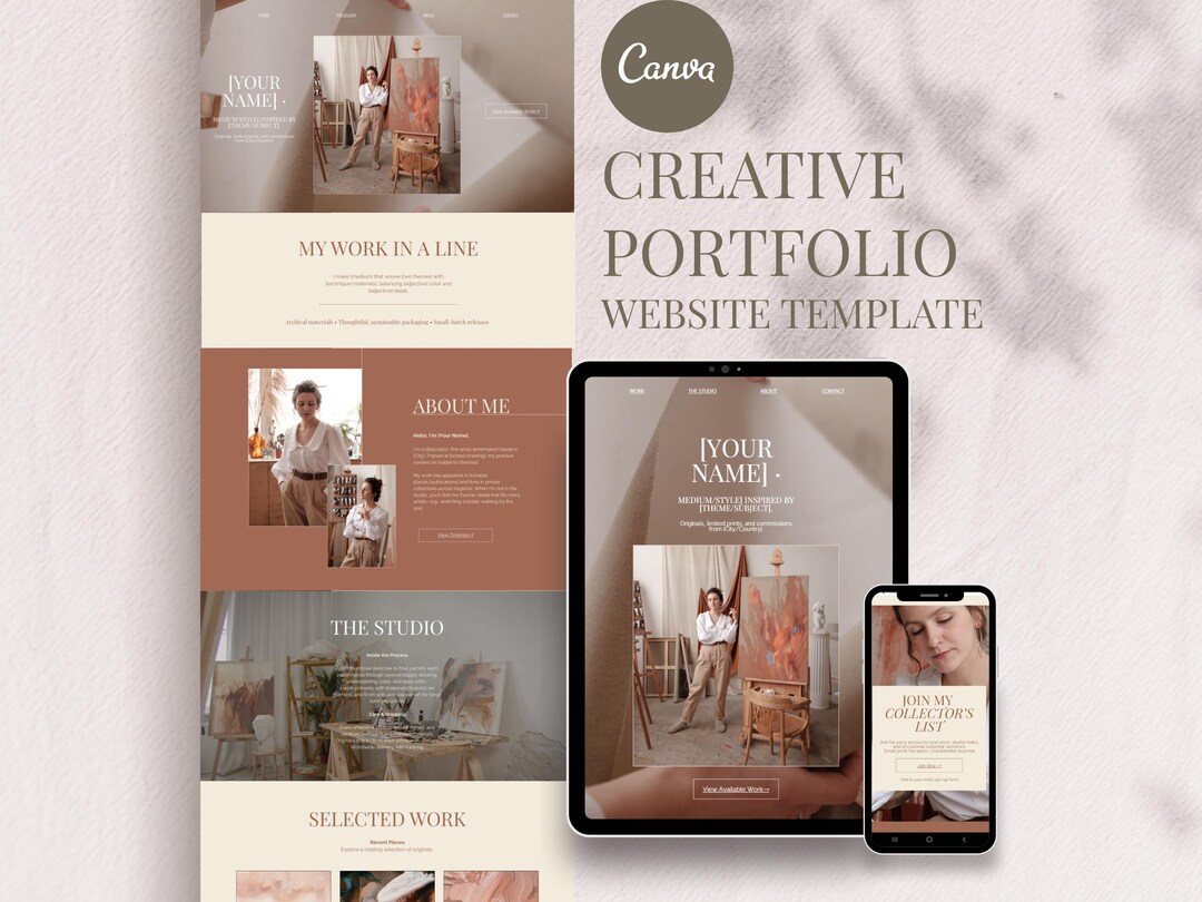 Creative Portfolio Website Canva Template One Page Responsive No Code ...