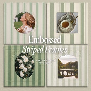Marcos de Canva a rayas: 5 superposiciones de marcos en relieve para maquetas de lujo, branding editorial y redes sociales.