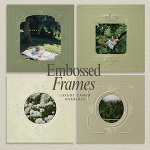 Canva Frame Kit, 10 Embossed Frames, Editable PNG Frame Overlays, Social Media Mockup Frames, Luxury Branding Elements