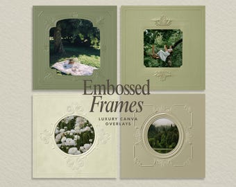 Canva Frame Kit, 10 Embossed Frames, Editable PNG Frame Overlays, Social Media Mockup Frames, Luxury Branding Elements