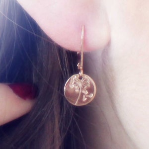 Small Dandelion Earrings, Gold Dandelion Wish Jewelry, Dangle Earrings, Gift for Mom, Unique Handmade Gift for Her, Gift Under 35 image 3