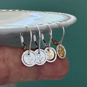 Dainty Dangle Earrings, Tiny Leaf Design, Sterling Silver & Gold Filled, Everyday Handmade Jewelry for Women, Nature Inspired Gift Idea