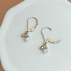 Tiny Dangle Earrings Handmade Jewelry Silver and Gold Leverback Earrings for Women Minimalist Earrings Mixed Metal Remy and Me Jewelry