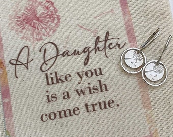 Gift for DAUGHTER From Parents, Sterling Silver Dandelion Earrings, Gift from Mom, Unique Handmade Jewelry, Christmas, Birthday Gift Idea