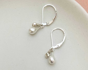 Dainty Sterling Silver Dangle Earrings on a Leverback Earwire, Everyday Minimalist Jewelry for Women Handmade by Remy and Me