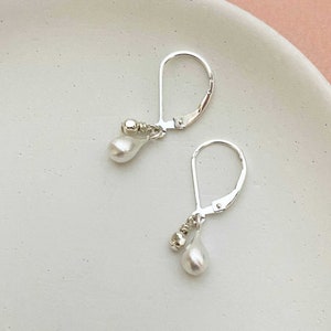 Dainty Sterling Silver Dangle Earrings on a Leverback Earwire, Everyday Minimalist Jewelry for Women Handmade by Remy and Me