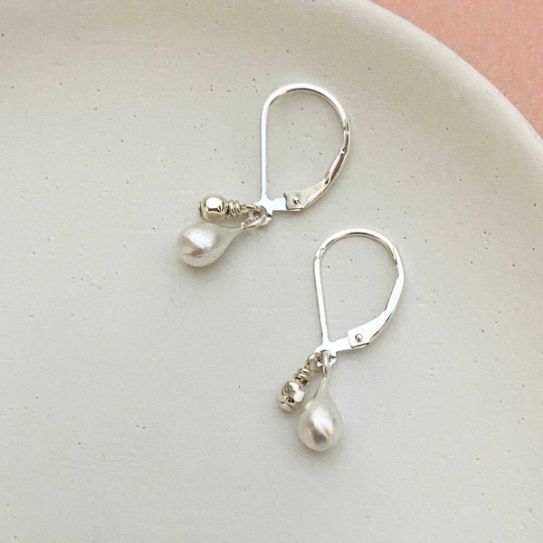 Dainty Sterling Silver Dangle Earrings on a Leverback Earwire, Everyday Minimalist Jewelry for Women Handmade by Remy and Me