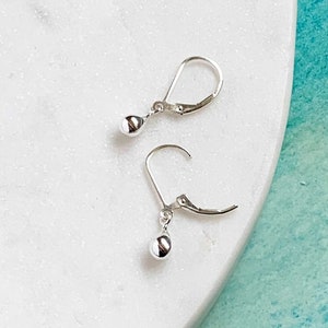Tiny Sterling Silver Earrings Lever Back Small Dangle Earring Minimalist Jewelry for Women Everyday Simple Gift for Her Under 25 Remy and Me