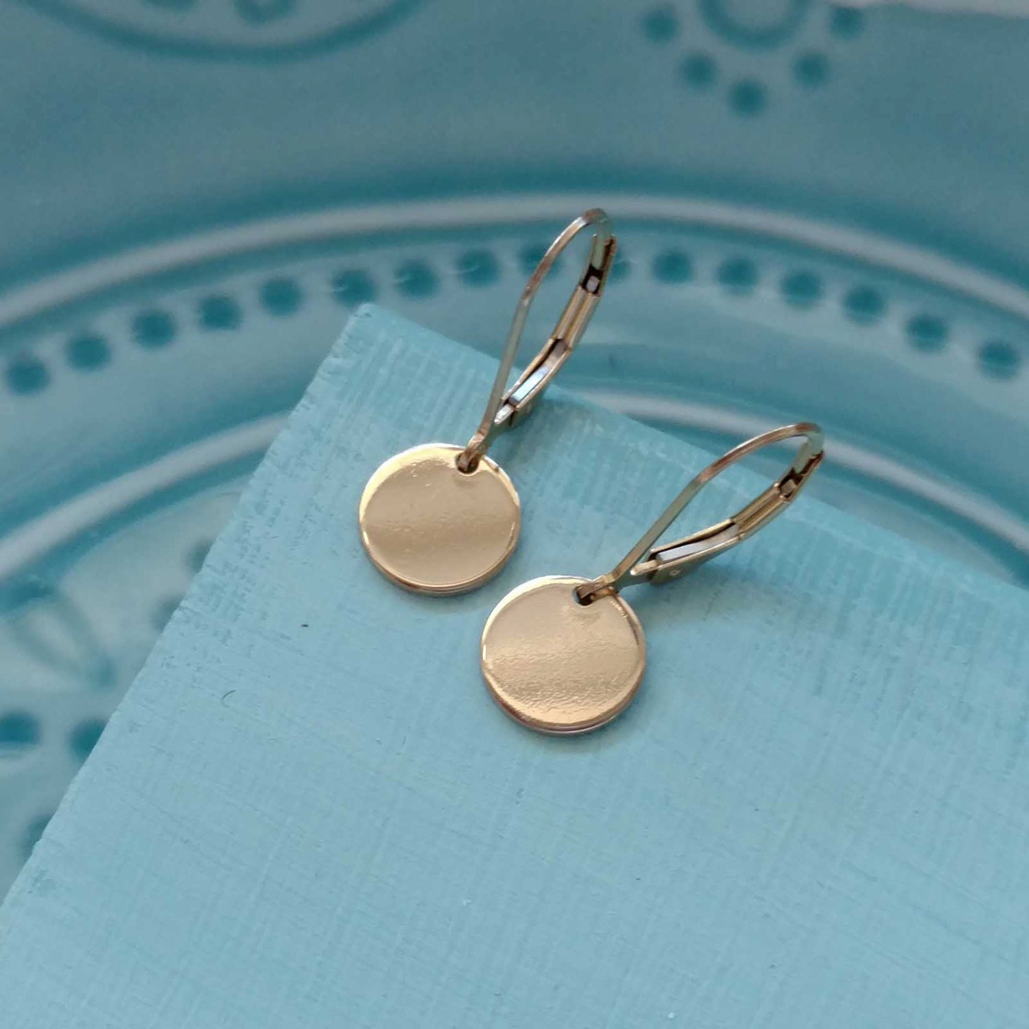 Gold drop disc earrings Clearance