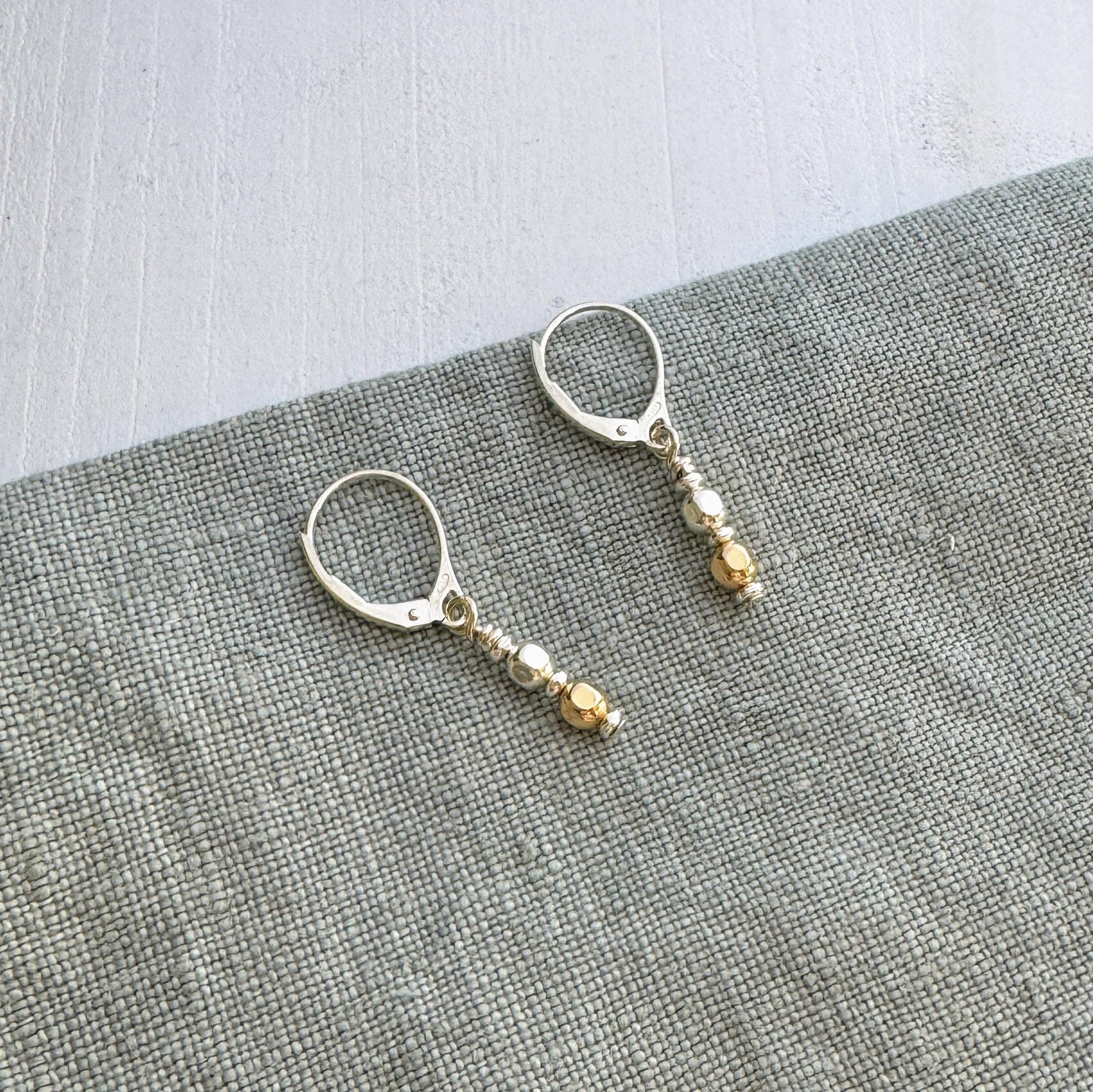 Teeny Tiny Dangle Earrings Mixed Metal or Sterling Silver, Dainty Everyday Jewelry, Lever-back Earrings Drop, Small Earrings by Remy and Me