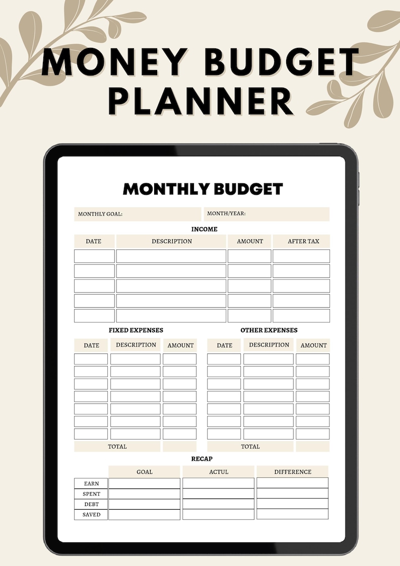 Money Budget File Money Budget Planner | Printable Budget Template | Finance Tracker ...