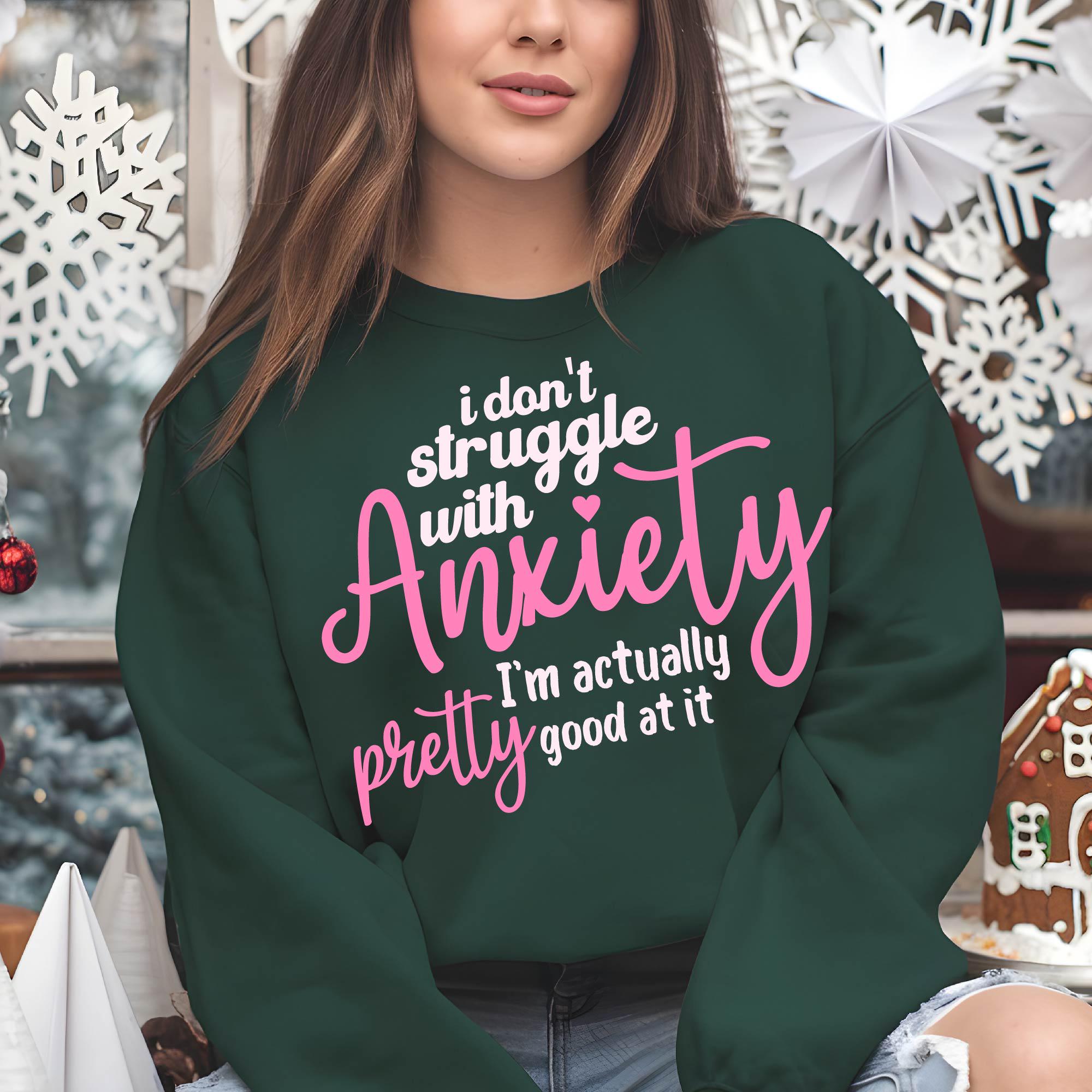 I Don't Struggle With Anxiety Png Svg, Faux Glitter Funny Png File, I'm ...
