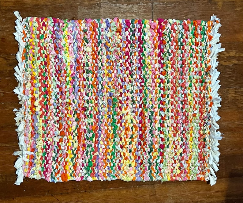 Vibrant Rag Rug Spring Colors, Twined Rag Rug - Etsy