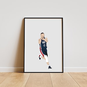 Stephen Curry Faceless Digital Illustration - Basketball Celebration Art - Printable Wall Decor