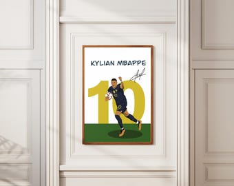 Kylian Mbappé WM-Feier | Digitales Fußball Poster