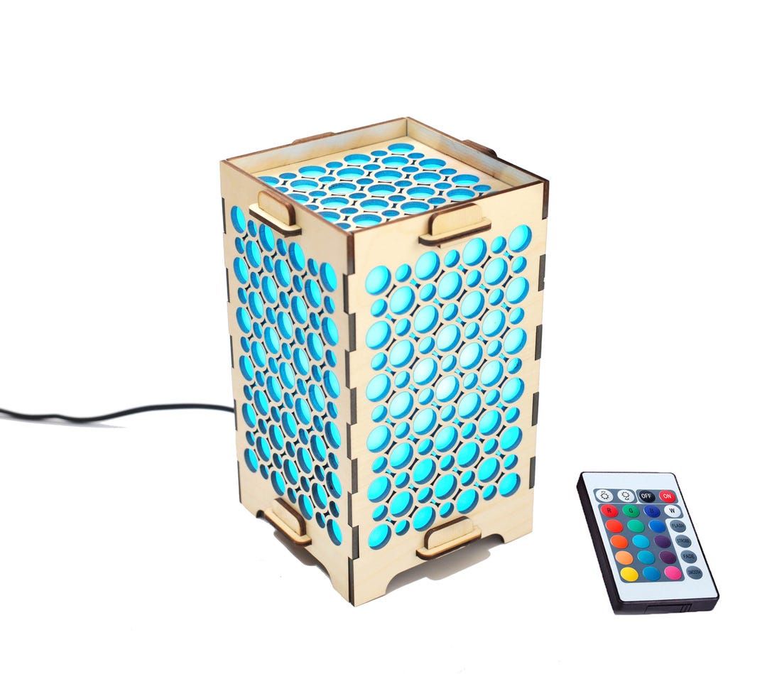 Wooden RGB Lamp With Intricate Geometric Patterns of Circles ...