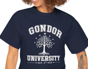 Gondor University LOTR-shirt Tolkien Aragorn White Tree Tee Middle Earth Fantasy Book Lover Gift Nerdy Dark Academia Bookish Graphic T-Shirt
