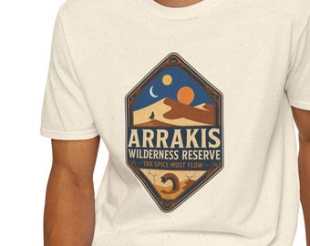 Arrakis Wilderness Reserve Shirt Dune Fan Gift Book Lover Tee Sci Fi Shirt Spice Must Flow Tshirt Fantasy Shirt Woestijn Grafische Sandworm